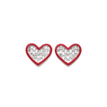 Sweetheart Red Enamel Diamond Stud Earrings