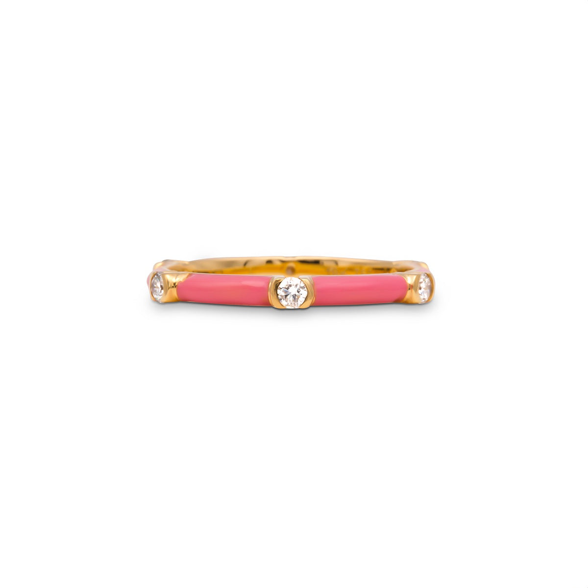 18K Pink Enamel Love Forever Diamond Band