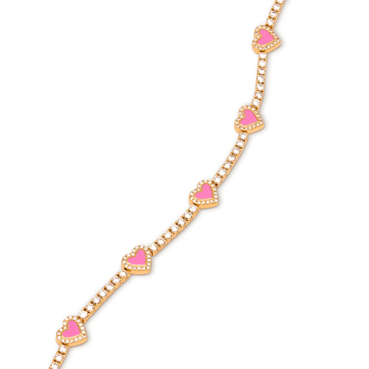 Sweetheart Pink Enamel Diamond Tennis Bracelet