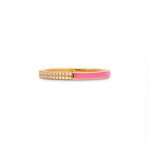 Half Pink Enamel Half Diamond Eternity Band
