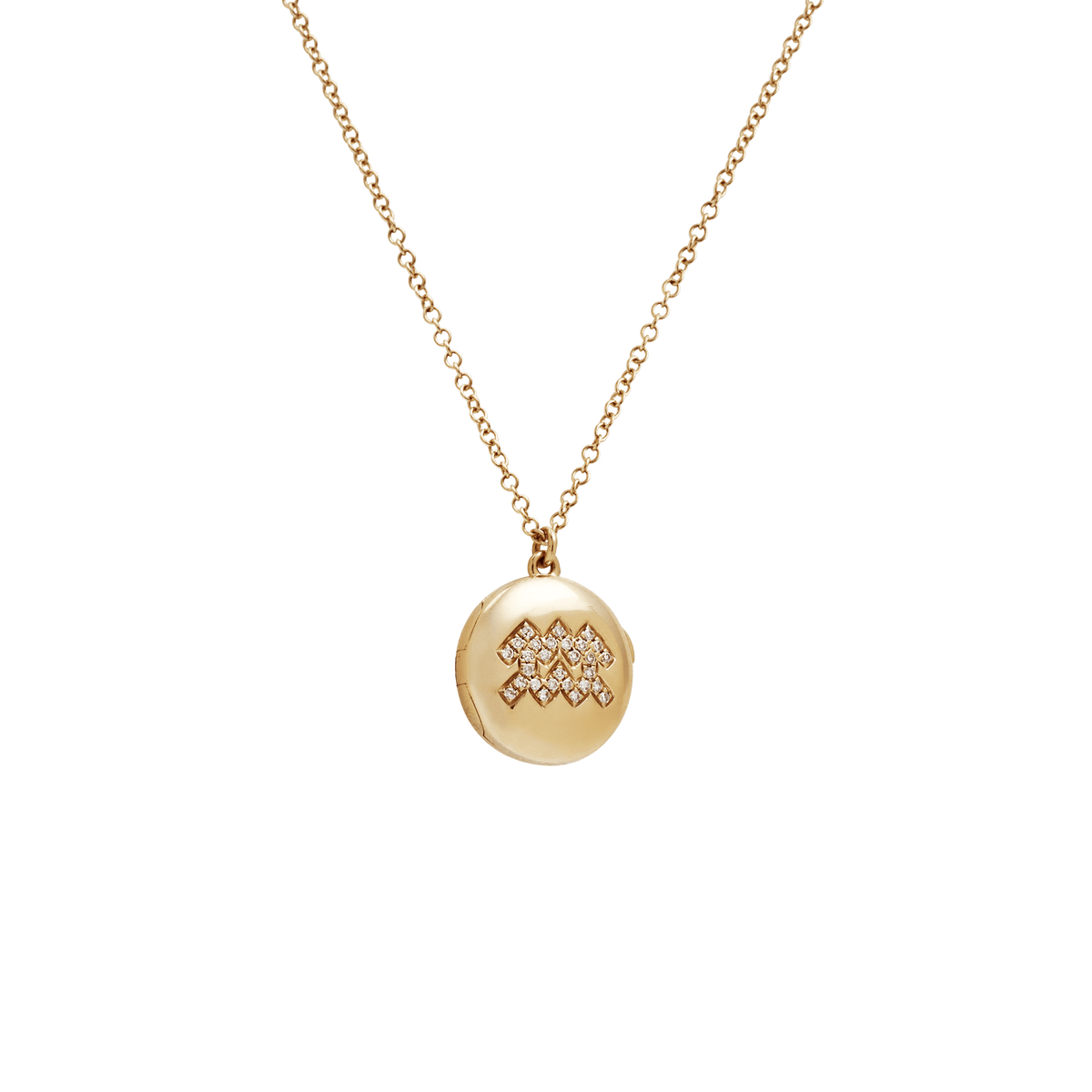Daily Horoscope Diamond Locket Necklace Aquarius