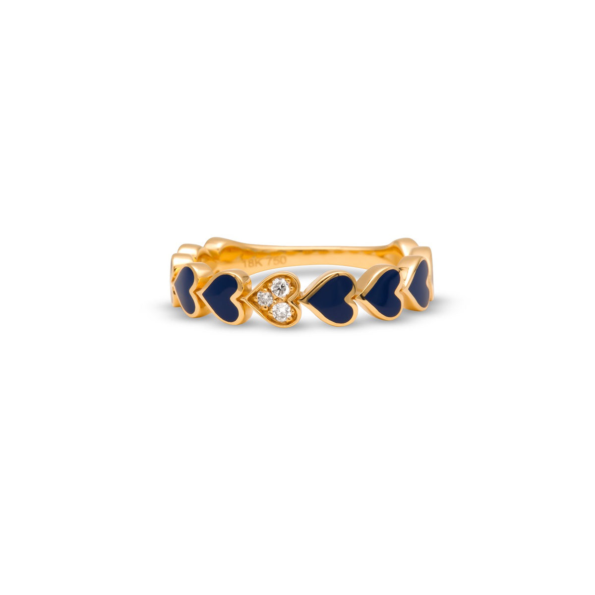 18K Sweetheart Sapphire Enamel Diamond Band