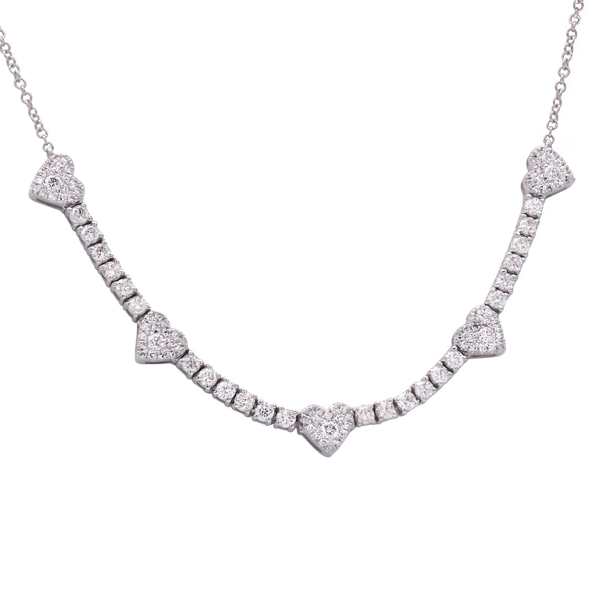 Queen of Hearts Diamond Tennis Necklace
