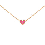 Cute Pink Heart Shaped Enamel 14K Necklace