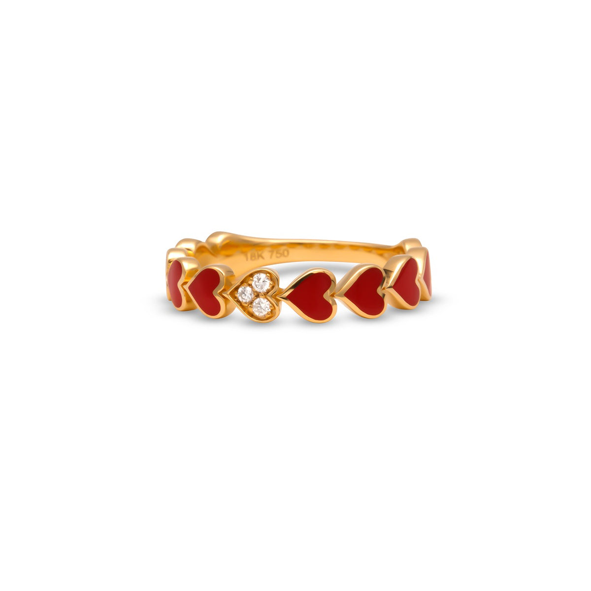 18K Sweetheart Red Enamel Diamond Band