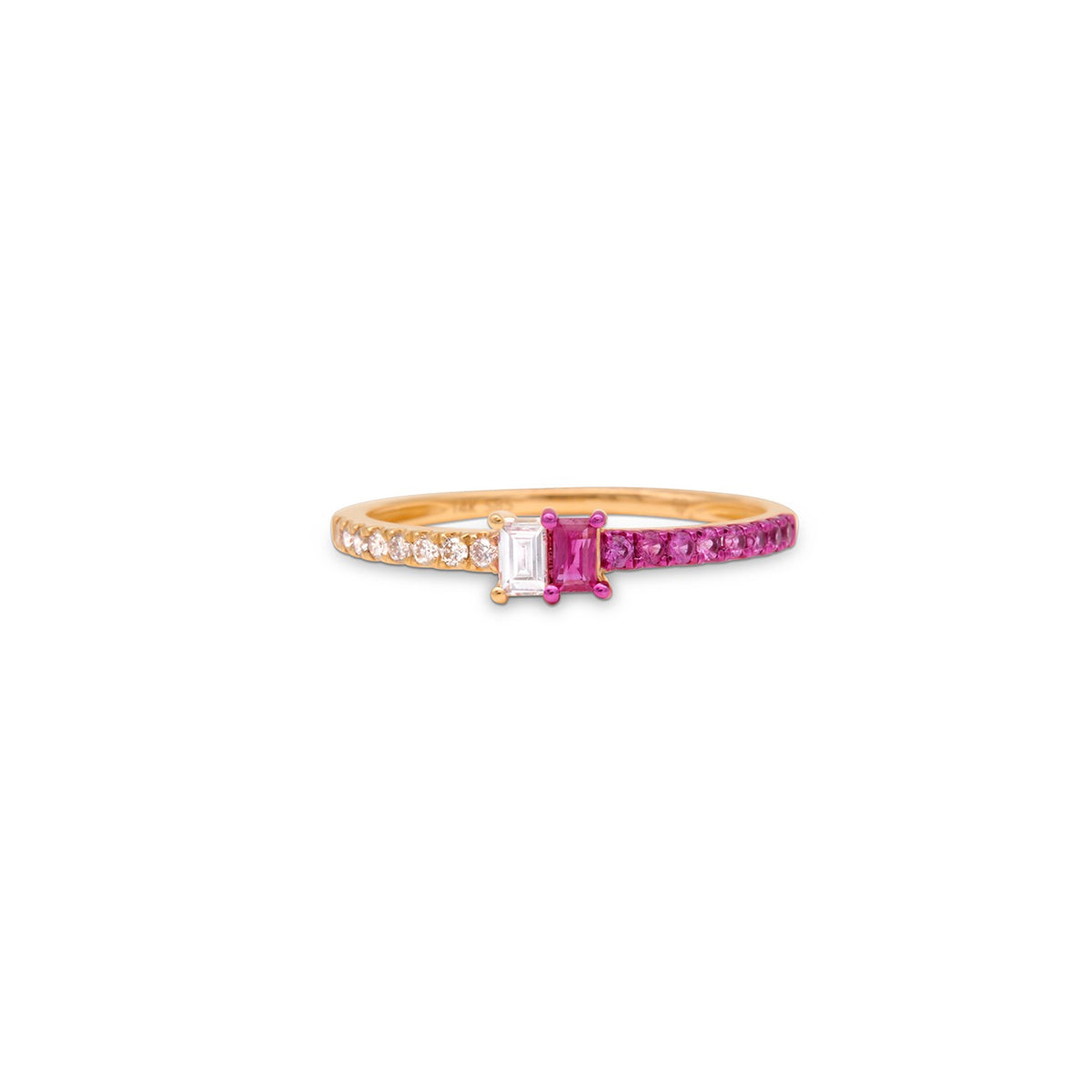 Double Fancy Emerald Cut Engagement Band
