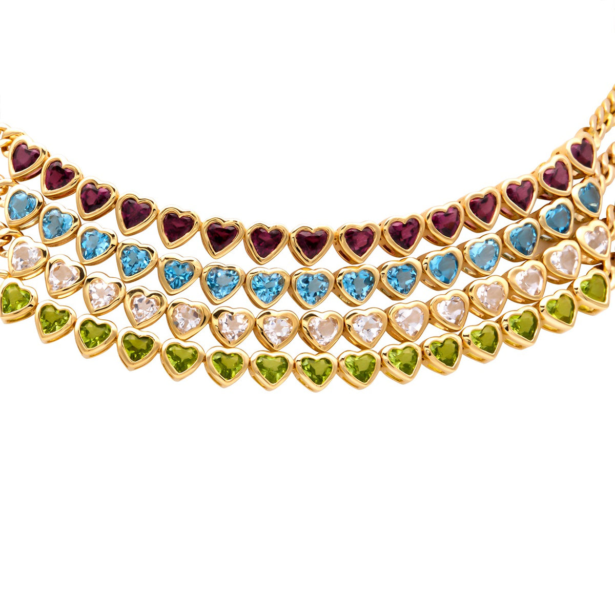 Happy Valentine White Topaz Heart Shaped Cuban Link Necklace