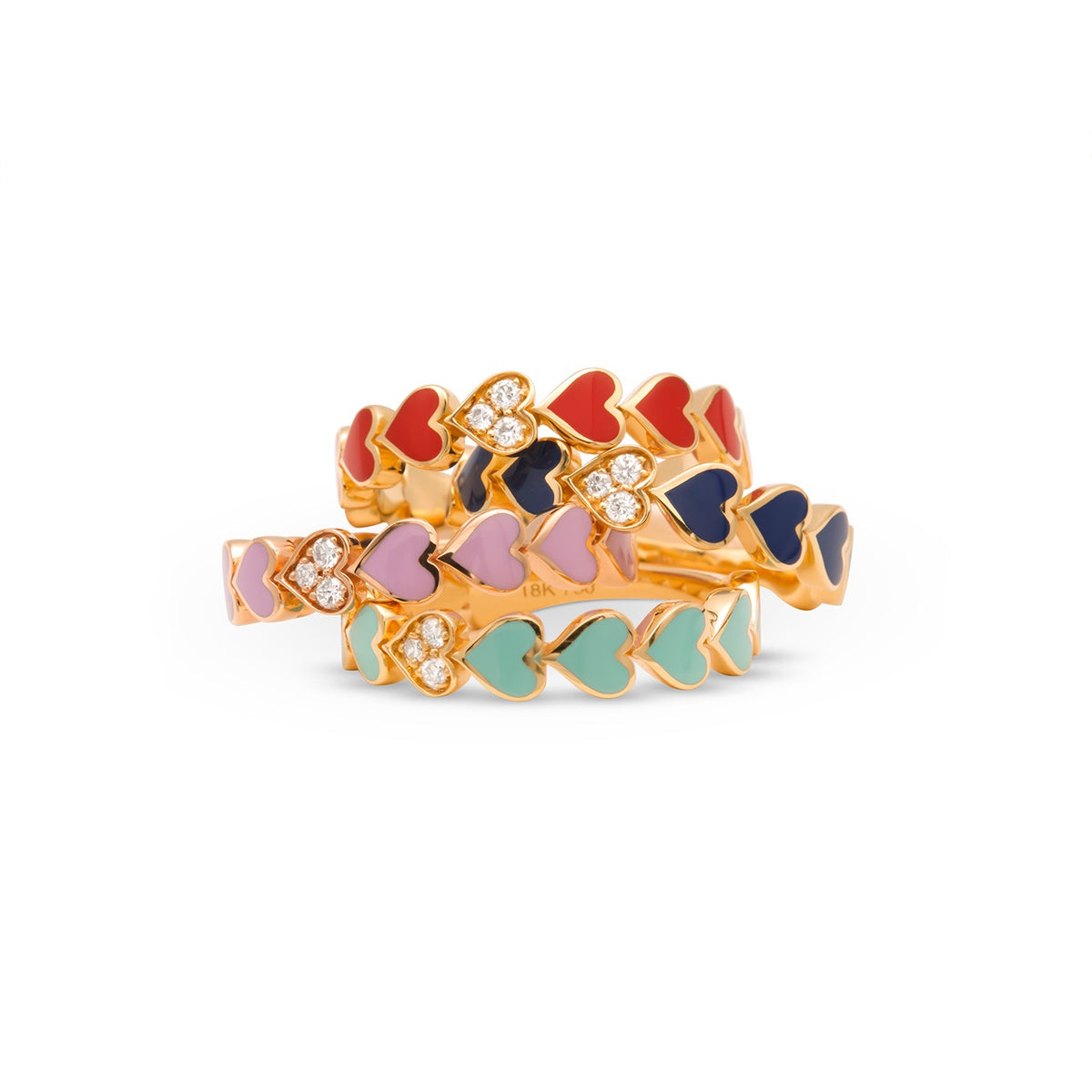 18K Sweetheart Turquoise Enamel Diamond Band
