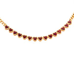 Happy Valentine Rhodolite Heart Shaped Cuban Link Necklace