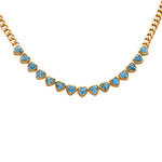 Happy Valentine Blue Topaz Heart Shaped Cuban Link Necklace